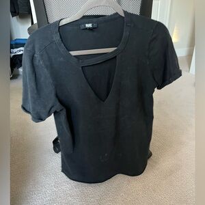 Paige Distressed black deep V